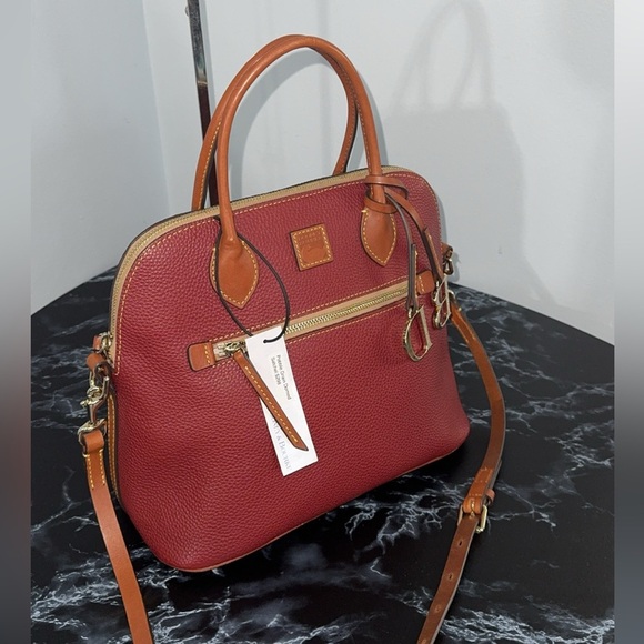 DOONEY & BOURKE Pebble Grain Domed Satchel Handbag Genuine Italian Leather NWT - Picture 1 of 14